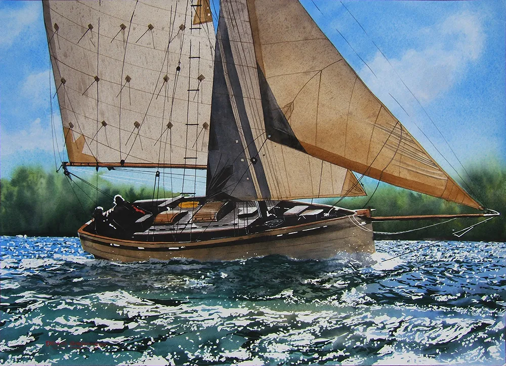 under sail, summer afternoon breeze II painting